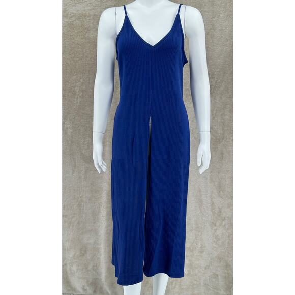 Free People Beach Top Women Small Blue Sunny Side Maxi Tank Ribbed Knit Vacation - Picture 1 of 11